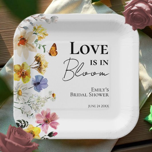 Liefde is in bloei | Wildflower Boho Bruidsmeisje  Papieren Bordje