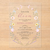 Liefde is in bloei Wildflower Vrijgezellenfeest Acryl Uitnodigingen (Voorkant)