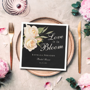 Liefde is in bloei Witte Rozen Zwarte Bruiloft Fee Servet