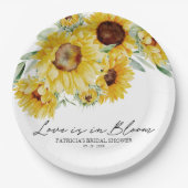 Liefde is in bloei Zonnebloem Bruidsmeisjesfeest Papieren Bordje (Voorkant)