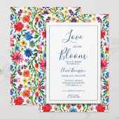 Liefde is in Bloom Blue floral Vrijgezellenfeest Kaart (Voorkant / Achterkant)