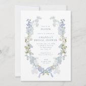 Liefde is in Bloom Blue Floral Wreath Vrijgezellen Kaart (Voorkant)