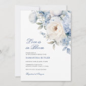 Liefde is in Bloom Blue Flowers Vrijgezellenfeest Kaart (Voorkant)