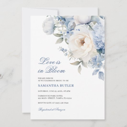 Liefde is in Bloom Blue Flowers Vrijgezellenfeest Kaart (Voorkant)