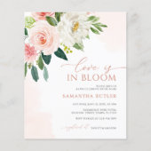 Liefde is in Bloom Blush Bridal Shower Uitnodiging (Voorkant)