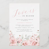 Liefde is in Bloom Blush Roos Goud Vrijgezellenfee Folie Uitnodiging (Voorkant)