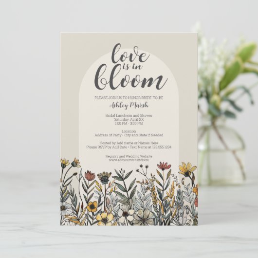 Liefde is in Bloom - Boho Flowers Vrijgezellenfees Kaart (Staand voorkant)