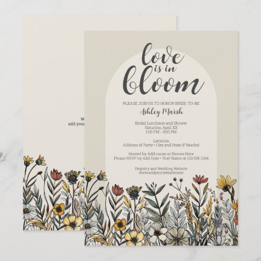 Liefde is in Bloom - Boho Flowers Vrijgezellenfees Kaart (Voorkant / Achterkant)