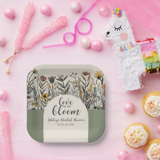 Liefde is in Bloom - Boho Flowers Vrijgezellenfees Papieren Bordje (Feest)