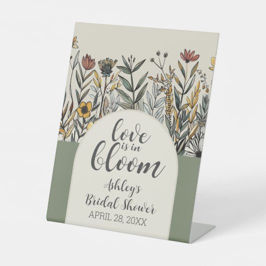 Liefde is in Bloom - Boho Flowers Vrijgezellenfees Reclamebord Met Voetstuk (Voorkant)