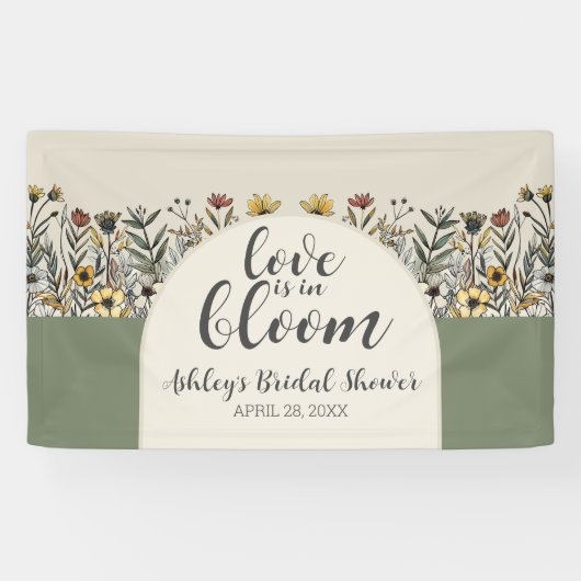 Liefde is in Bloom - Boho Flowers Vrijgezellenfees Spandoek (Horizontaal)