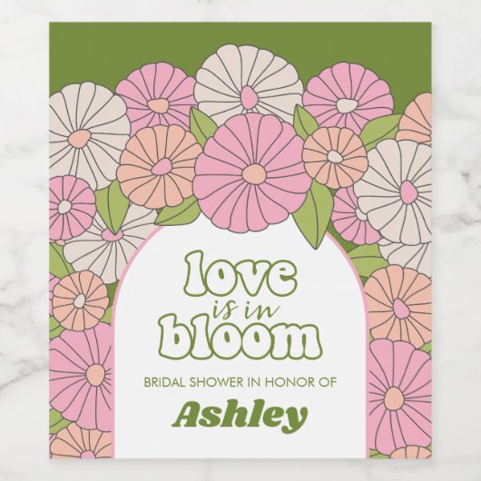 Liefde is in Bloom - Boho Flowers Vrijgezellenfees Wijn Etiket (Enkel label)