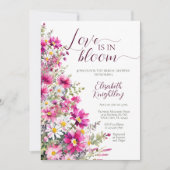 Liefde is in Bloom Bright Pink Flowers Vrijgezelle Kaart (Voorkant)