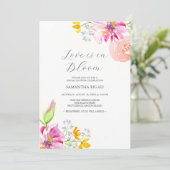 Liefde is in Bloom Bruids Douche Uitnodigingen Roz (Staand voorkant)