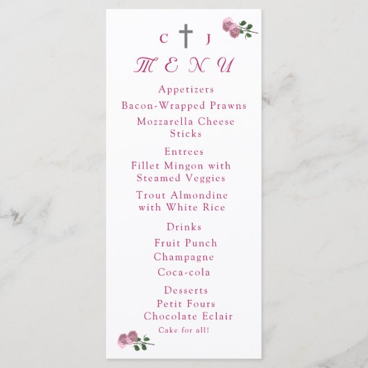 Liefde is in Bloom Bruiloft Receptie Menu Kaart (Voorkant)