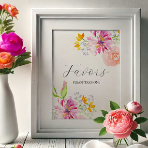 Liefde is in Bloom Favors Sign Levendige Roze Bloe Poster