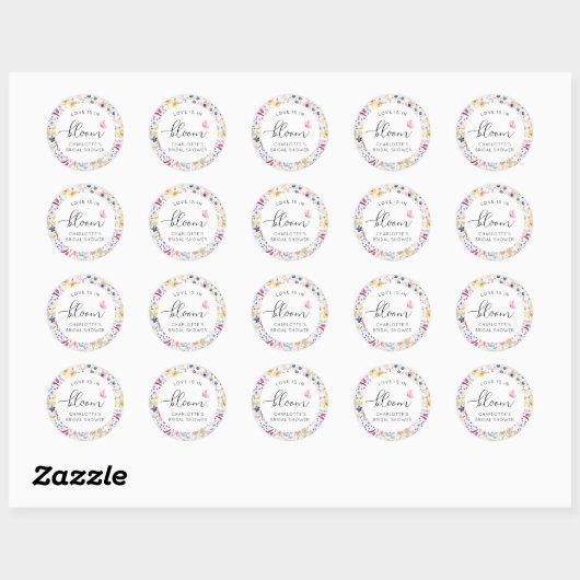 Liefde is in Bloom Floral Ronde Sticker (Vel)