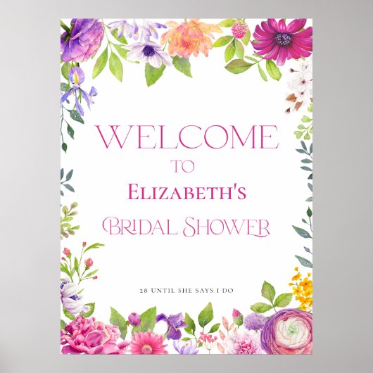 Liefde is in Bloom Floral Vrijgezellenfeest Welkom Poster (Voorkant)