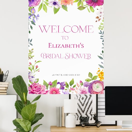 Liefde is in Bloom Floral Vrijgezellenfeest Welkom Poster (Thuiskantoor)