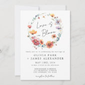 Liefde is in Bloom Floral Wreath Bruiloft Kaart (Voorkant)