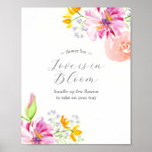 Liefde is in Bloom Flower Bar Poster Levendig Roze (Voorkant)