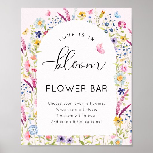 Liefde is in Bloom Flower Bar Sign Poster (Voorkant)