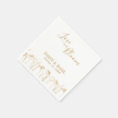 Liefde is in Bloom Gold Wildflower Schets Bruiloft Servet (Hoek)