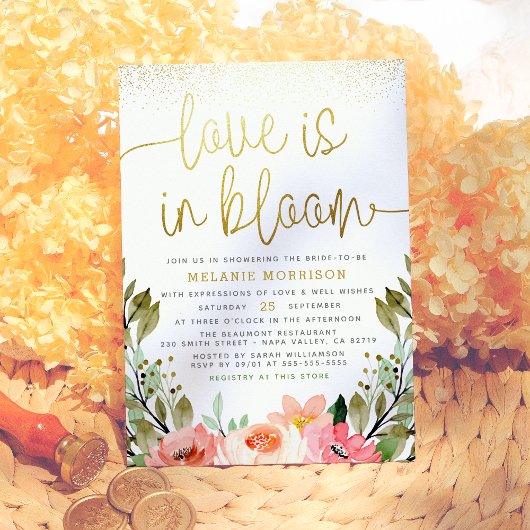 Liefde is in bloom | Goud Blush Floral Vrijgezelle Kaart