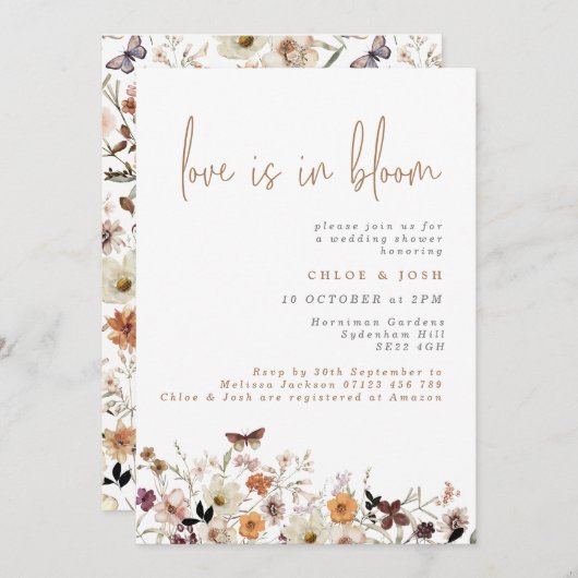 Liefde is in Bloom Herfst Wildbloemen Trouwdouche Kaart (Voorkant / Achterkant)