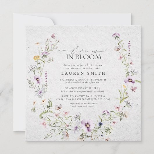 Liefde is in Bloom Lavender Wildflower Vrijgezelle Kaart (Voorkant)