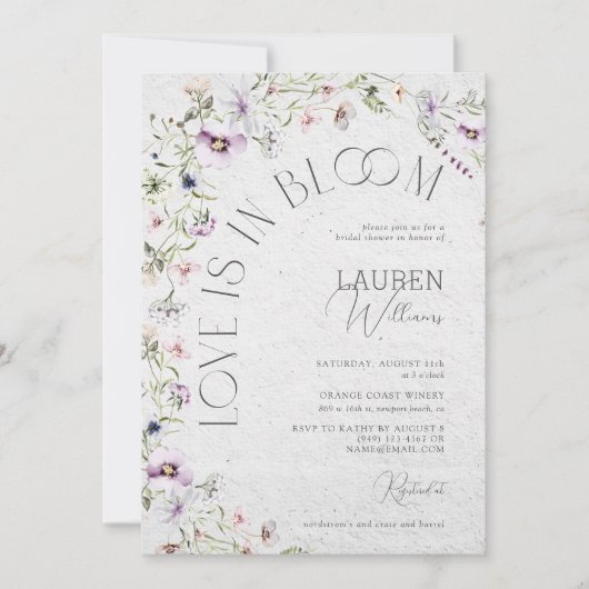 Liefde is in Bloom Lavender Wildflower Vrijgezelle Kaart (Voorkant)