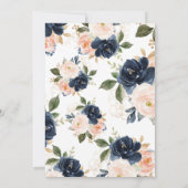 Liefde is in Bloom Navy & Pink Flowers Vrijgezelle Kaart (Achterkant)
