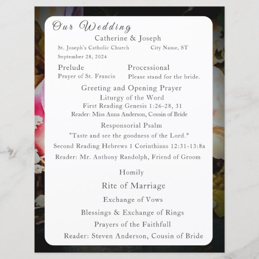 Liefde is in Bloom Nuptial Mass Wedding Program (Voorkant)