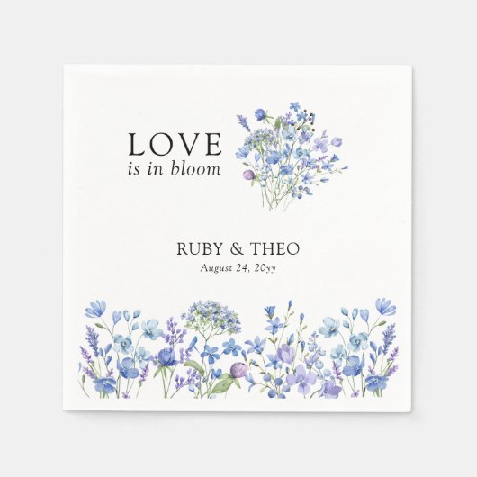 Liefde is in Bloom Periwinkle Wildflower Floral Servet (Voorkant)