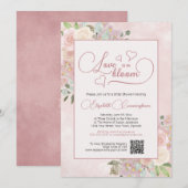 Liefde is in Bloom Pink Floral Vrijgezellenfeest Q Kaart (Voorkant / Achterkant)