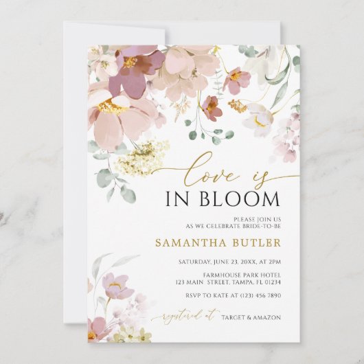 Liefde is in Bloom Pink & Red Wildflower Douche Kaart (Voorkant)