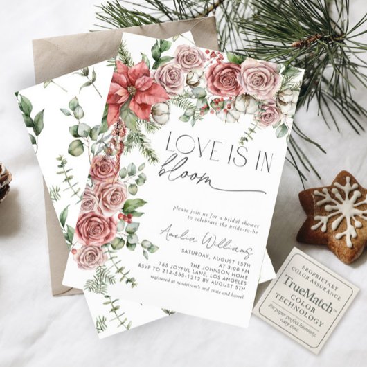 Liefde is in Bloom Red Pine Winter Flowers Kaart