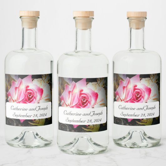 Liefde is in Bloom Roos Eten en Drinken Etiket Set (Flessen)