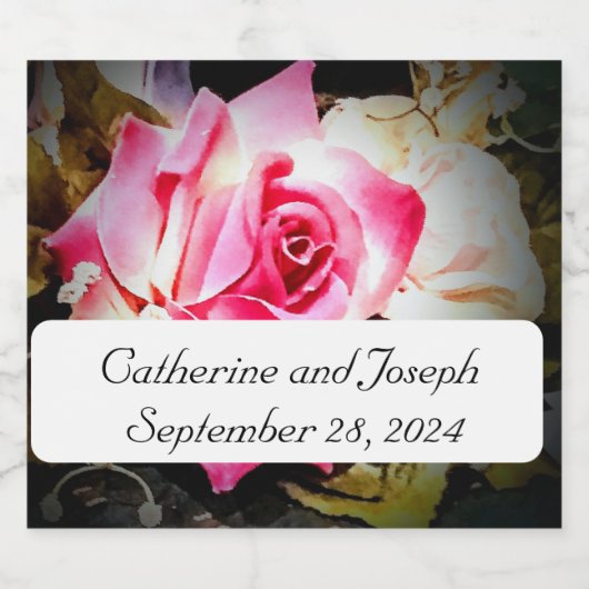 Liefde is in Bloom Roos Eten en Drinken Etiket Set (Enkel label)