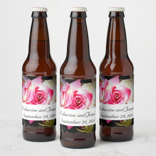 Liefde is in Bloom Roos Eten en Drinken Etiket Set (Flessen)