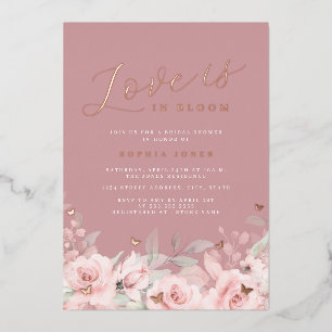 Liefde is in Bloom Roos Gold Blush Vrijgezellenfee Folie Uitnodiging