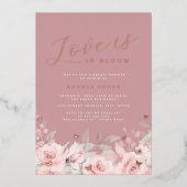 Liefde is in Bloom Roos Gold Blush Vrijgezellenfee Folie Uitnodiging (Voorkant)