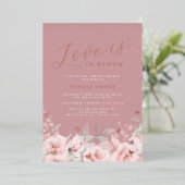 Liefde is in Bloom Roos Gold Blush Vrijgezellenfee Folie Uitnodiging (Staand Voorkant)