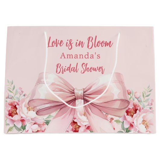 Liefde is in Bloom roze boog bloemenbloemig Vrijge Groot Cadeauzakje (Voorkant)