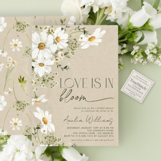 Liefde is in Bloom Rustic Daisy Wildflower Kaart