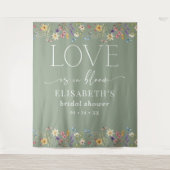 Liefde is in Bloom Sage Green Vrijgezellenfeest Ac Wandkleed (Voorkant)