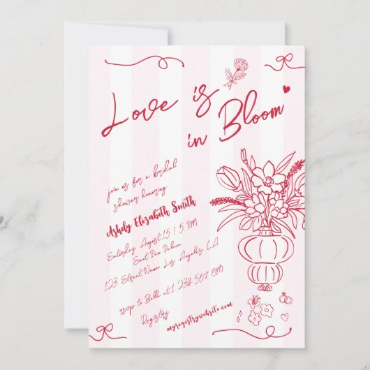 Liefde is in Bloom Speelse Hand getrokken Vrijgeze Kaart (Voorkant)