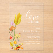 Liefde is in Bloom Spring Wildflower Vrijgezellenf Acryl Uitnodigingen (Voorkant)