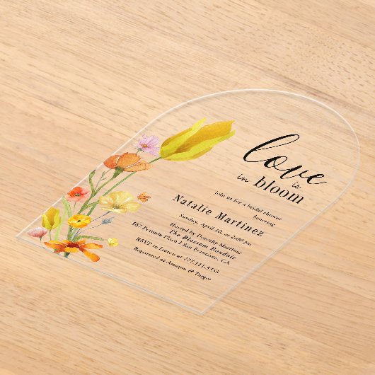Liefde is in Bloom Spring Wildflower Vrijgezellenf Acryl Uitnodigingen (Laagn)