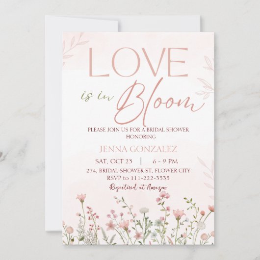 Liefde is in Bloom Spring Wildflower Vrijgezellenf Kaart (Voorkant)